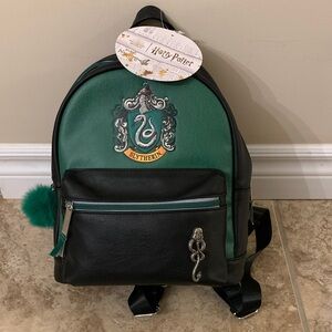 Harry Potter NEW Slytherin Backpack with Snake emblem Pom Pom Charm green logo
